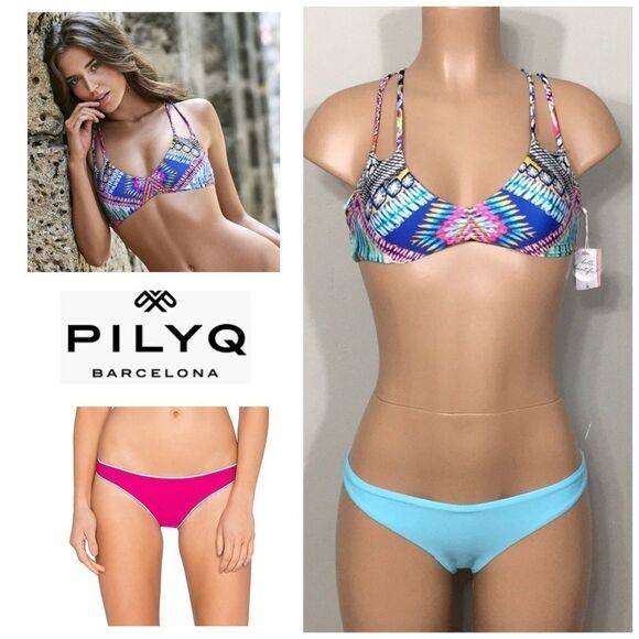 PILYQ multicolored reversible bikini set. NWT - Picture 14 of 16